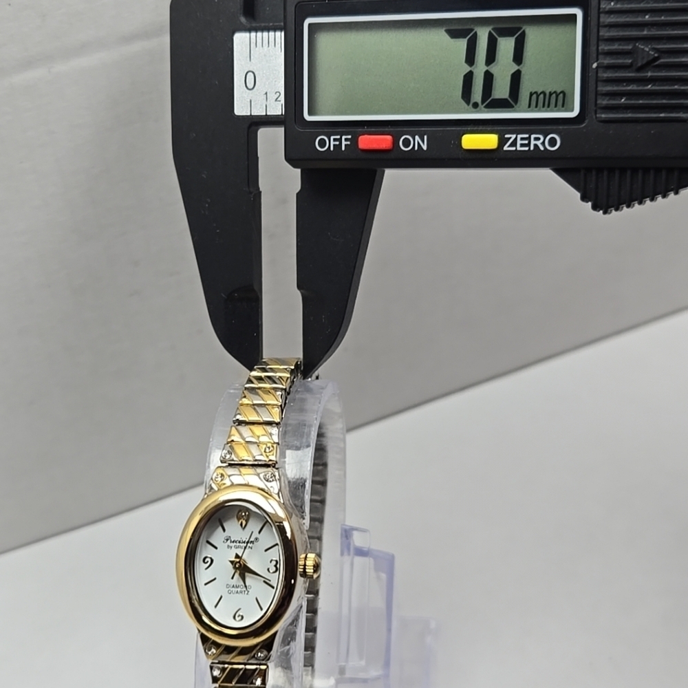 Gruen Precision Diamond Quartz Watch Two Tone Gold Silver New Battery Working - Picture 5 of 10